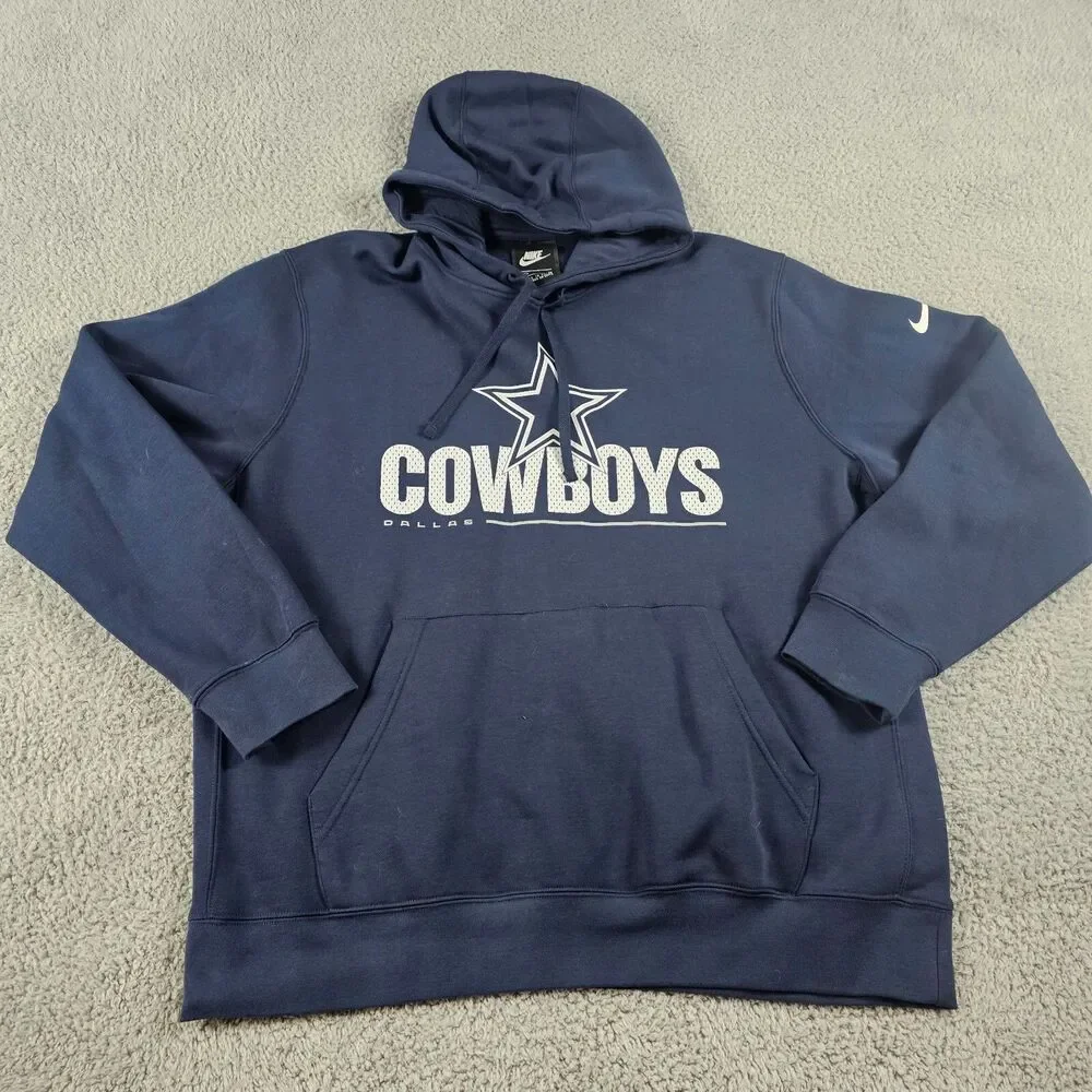 Nike Dallas Cowboys Hoodie Mens XL Blue Pullover Sweatshirt Swoosh Spellout